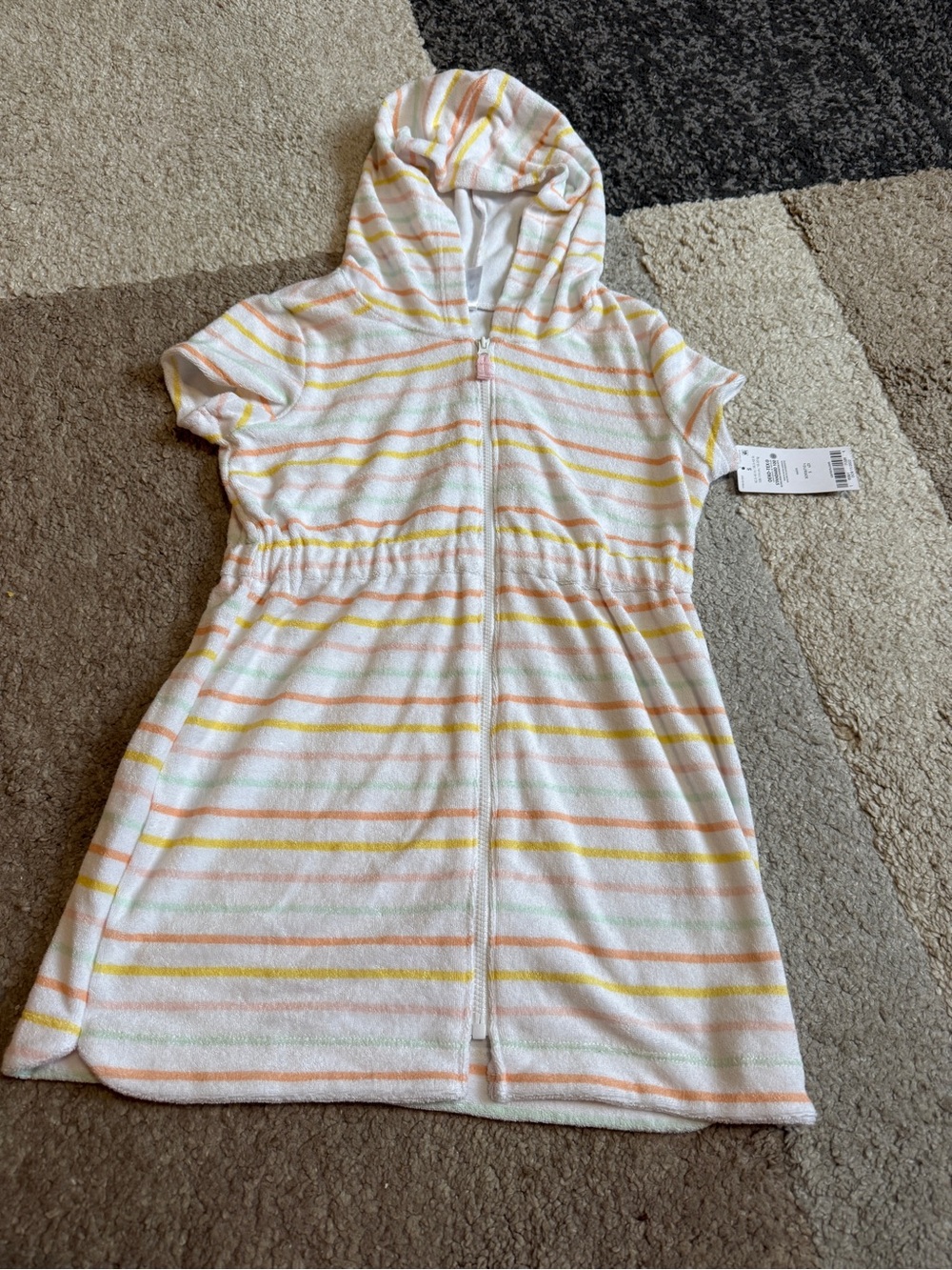 Carter's White Swim Cover-Up with Yellow and Orange Stripes